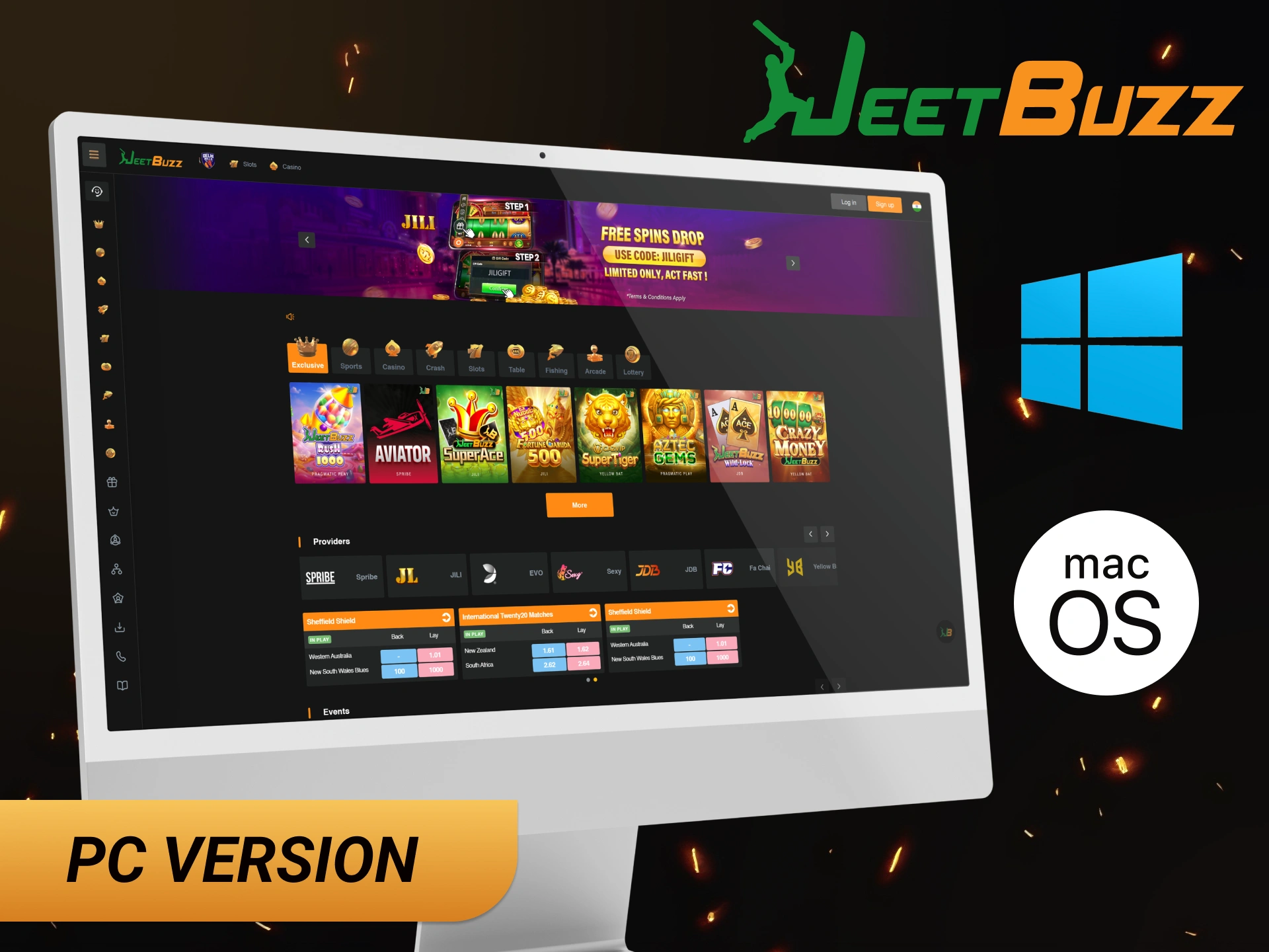 Access JeetBuzz on Windows and MacOS for a full-screen desktop gaming experience.