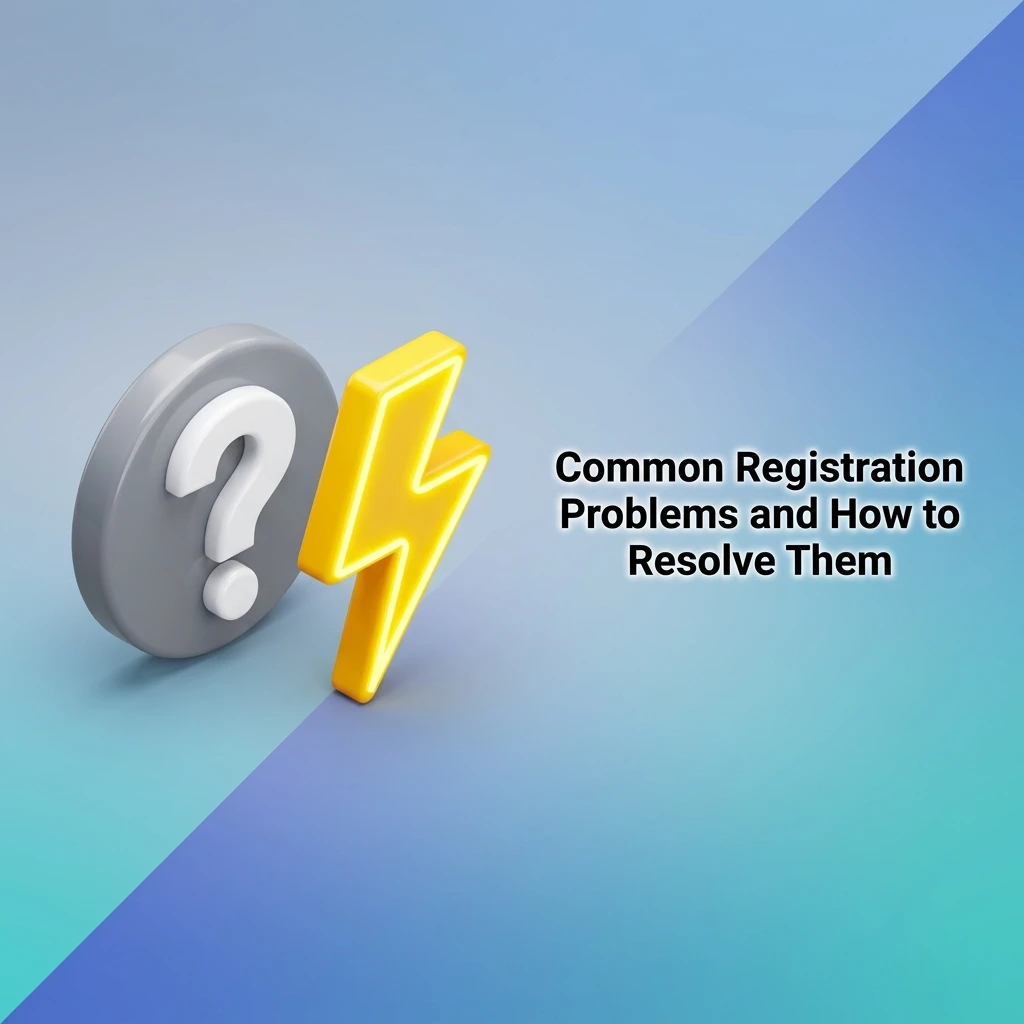 Illustrated guide to common registration problems including OTP errors, form issues, and document upload failures with solutions