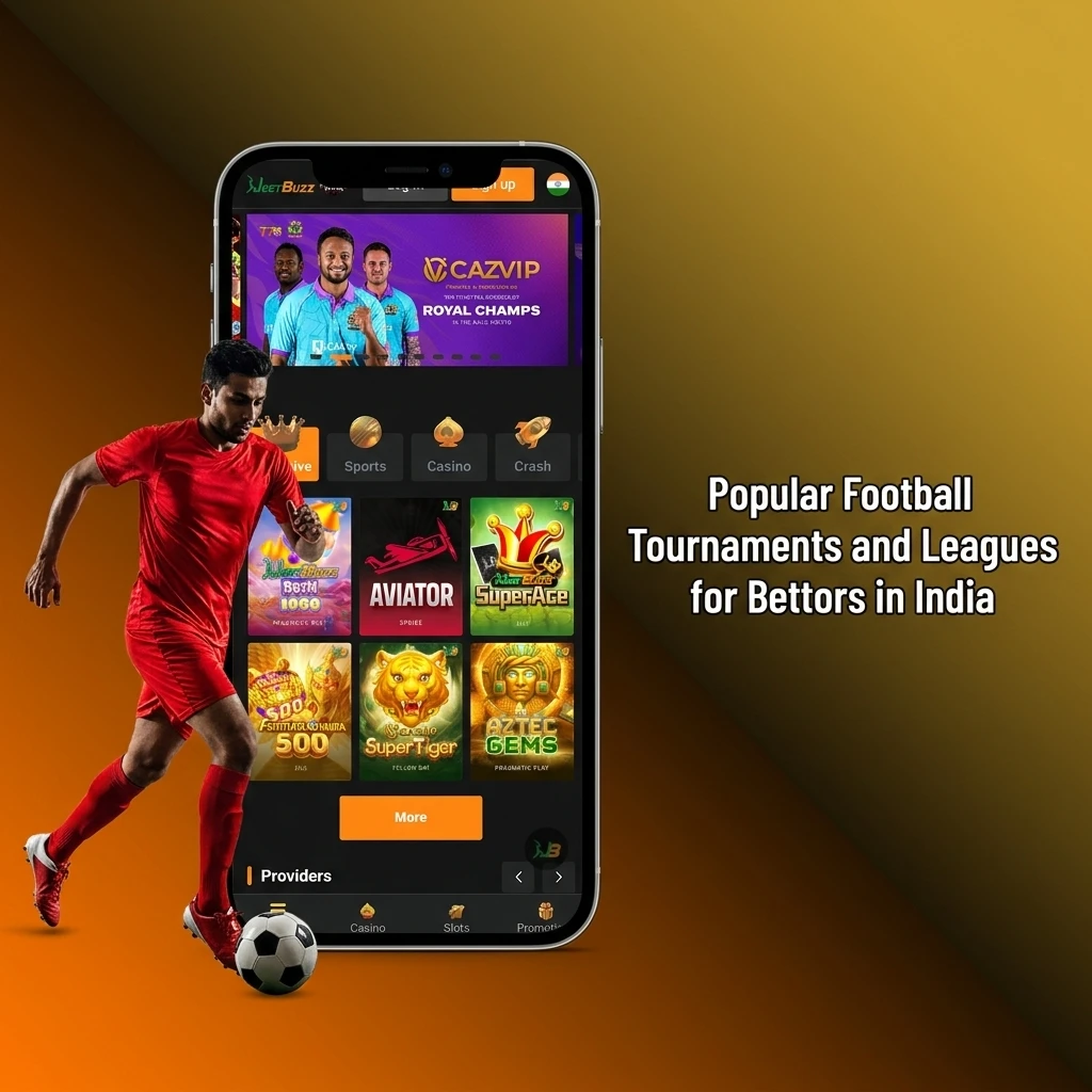 Popular football tournaments for Indian bettors including FIFA World Cup, UEFA Champions League, EPL, ISL, and more on Jeetbuzz